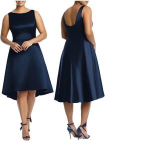 Alfred Sung High Low Hem Navy Cocktail Dress